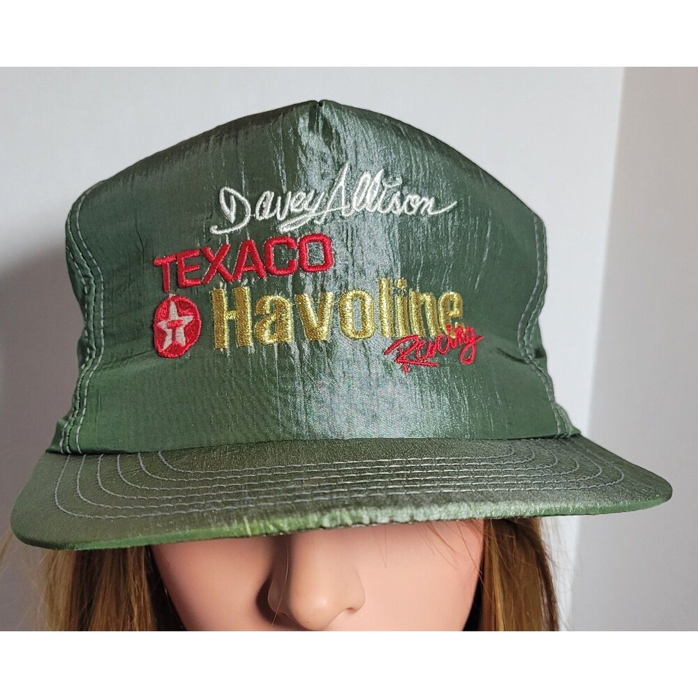 Vintage Davey Allison Texaco Havoline NASCAR Racing GreenSnapback Hat 1989